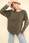 Olive Striped Sleeve Top