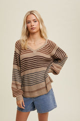 New Adventure Striped Vneck Sweaters - 2 Colors!