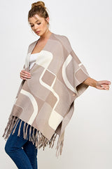 French Cappuccino Fringe Poncho