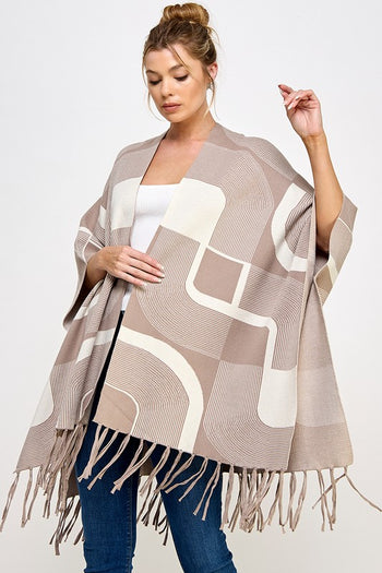 French Cappuccino Fringe Poncho