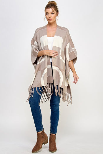 French Cappuccino Fringe Poncho