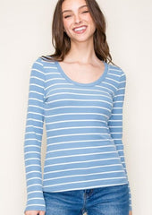 Sky Blue Scoop Neck Top