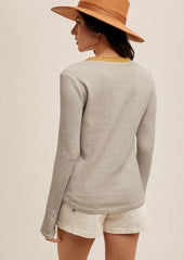 Heathered Henley Tops - 2 Colors!