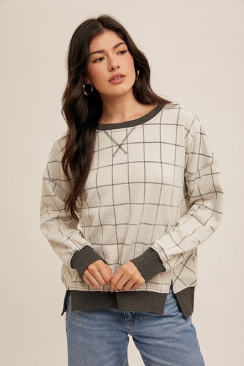 Crewneck Checked Sweatshirts - 2 Colors!