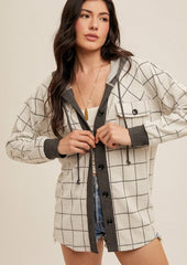 Checked Hooded Shacket - 2 Colors!