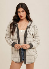 Checked Hooded Shacket - 2 Colors!