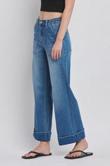 Vervet High Rise Double Cuffed Baggy Wide Leg Jeans