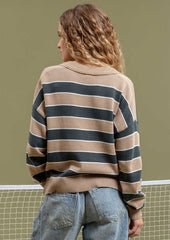 Caitlin Collared Striped Pullovers - 2 Colors!