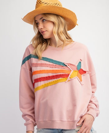 Shooting Star Patched Sweatshirt