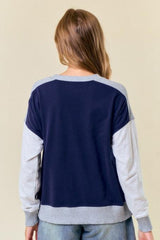 Navy & Gray Soft Ribbed Pullover