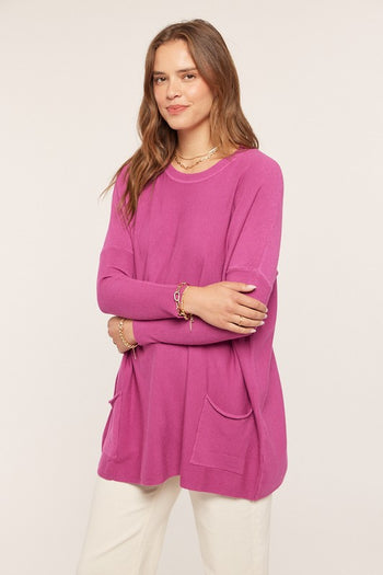 Oversized Lightweight Pocket Sweater Top - 2 Colors! - FINAL SALE