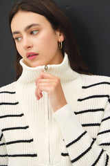 Ivory Striped Zip Up