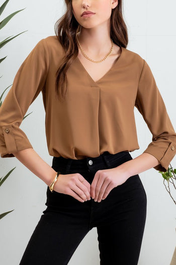 Brown Vneck Blouse