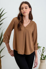 Brown Vneck Blouse