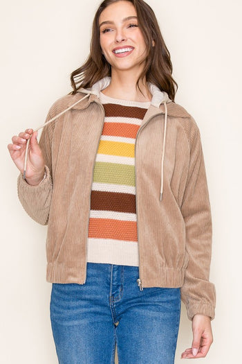 Corduroy Hoodie Jackets - 2 Colors!