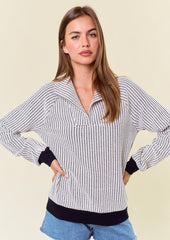 Talia Two Tone Collared Sweatshirt - 2 Colors!