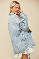 Side Tie Oversized Denim Jacket