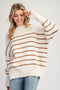 Camel & Ivory Striped Relaxed Mock Sweater