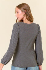 Charcoal Bubble Sleeve Top