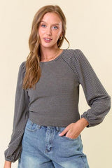 Charcoal Bubble Sleeve Top