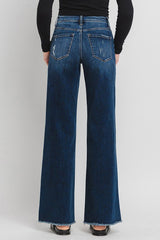 Flying Monkey High Rise Wide Leg Distressed Hem Jeans