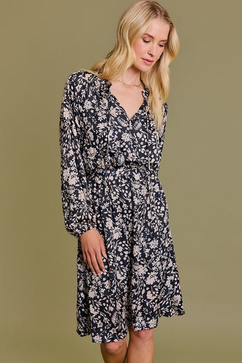 Beyond Beautiful Black & Taupe Floral Dress