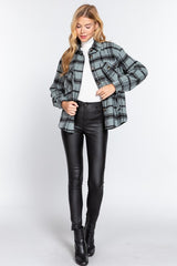 Mint & Black Carefree Plaid Shacket