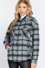 Mint & Black Carefree Plaid Shacket