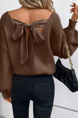 Coffee Tie Back Sweater