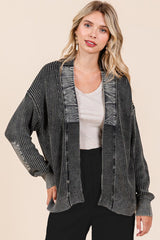 Contrast Mineral Wash Elbow Patch Cardigans - 2 Colors!