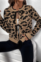 Leopard Tie Front Cardigan