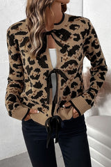 Leopard Tie Front Cardigan