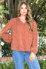 Dotted Ruffle Neck Tops - 2 Colors!