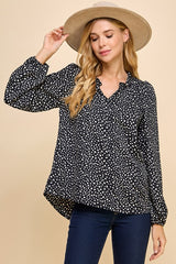 Dotted Ruffle Neck Tops - 2 Colors!