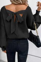 Black Bow Back Sweater