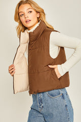 Reversible Cropped Puffer Vests - 4 Colors!