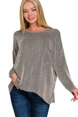 Relaxed Fit Two Tone Pocket Tops - 4 Colors! - FINAL SALE