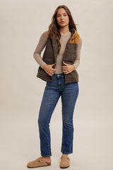 Contrast Hooded Puffer Vest