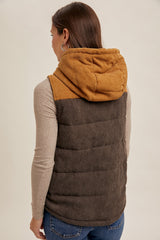 Contrast Hooded Puffer Vest