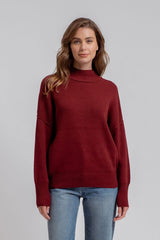 Classic Mock Burgundy Ribbed Sweater