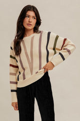 Multi Color V Stripe Sweater