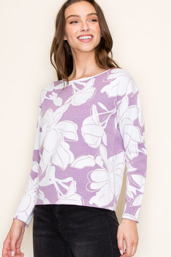 Lavender Shimmer Floral Pullover