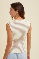 Wide Strap Ribbed Stripe Tanks - 3 Colors!