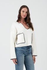 Contrast Stitch Pocket Sweaters - 2 Colors!