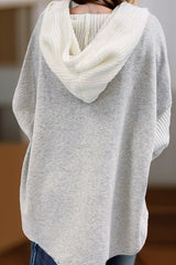 Gray Knit Sleeve Hooded Shacket