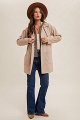 Faux Hoodie Herringbone Coat - 2 Colors!