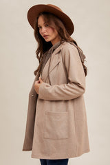 Faux Hoodie Herringbone Coat - 2 Colors!