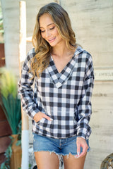 Black & Ivory Plaid Hoodie