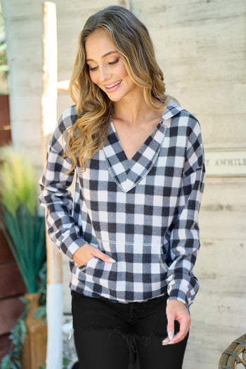 Black & Ivory Plaid Hoodie - FINAL SALE