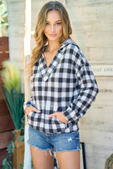 Black & Ivory Plaid Hoodie